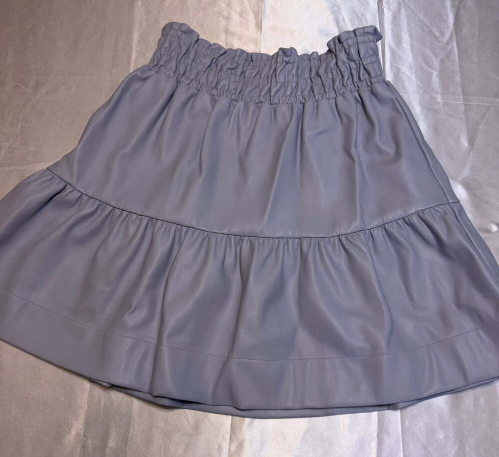 Anthropologie Faux Leather Tiered Ruffle Skirt